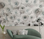 3D White Rose Wallpaper : Paper Flower Wall Mural - View 3