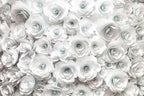 3D White Rose Wallpaper : Paper Flower Wall Mural - flat design
