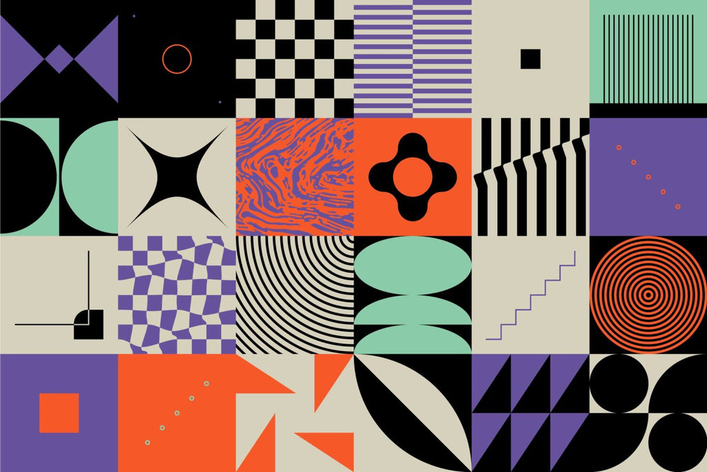 Colorful Geometric Wallpaper : Bold Mid-Century Shapes Mural - View 2