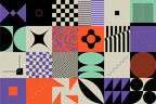 Colorful Geometric Wallpaper : Bold Mid-Century Shapes Mural - View 2