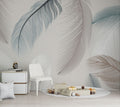 Soft Feather Wallpaper : Beige and White Plume Mural