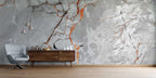 Orange Vein Marble Wallpaper : Grey Stone with Copper Mural - View 2