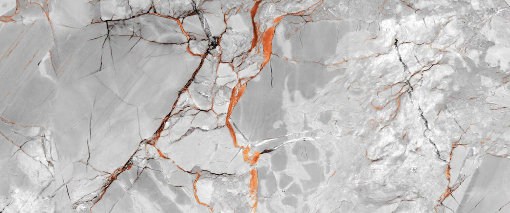 Orange Vein Marble Wallpaper : Grey Stone with Copper Mural - flat design
