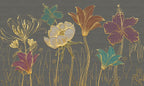 3D Gold Flower Wallpaper : Large Grey Lotus Relief Mural - flat design