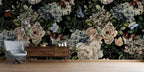 Dark Butterfly Rose Wallpaper : Moody Floral Mural - View 2