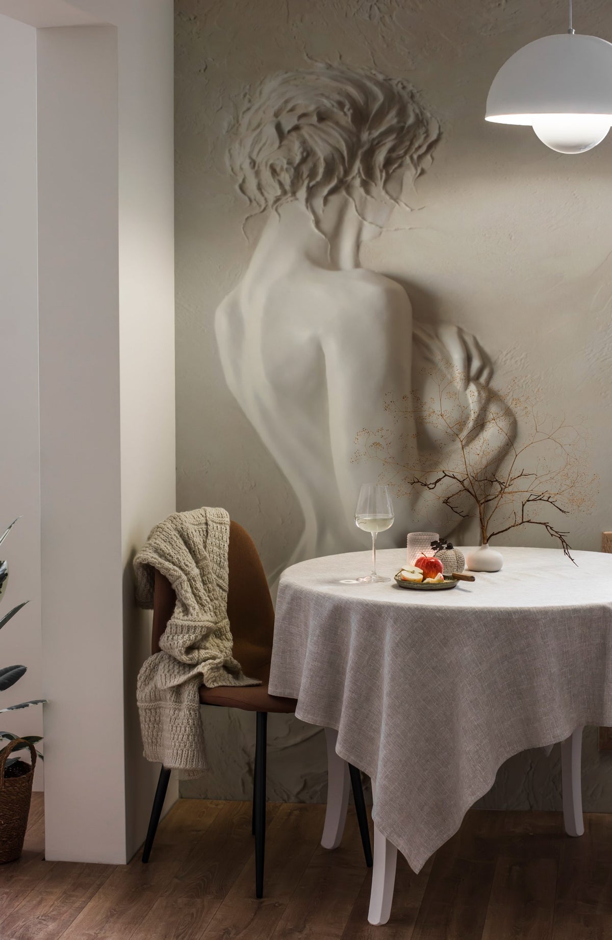 White Draped Fabric Wallpaper : Soft Silk Fold Mural - View 3