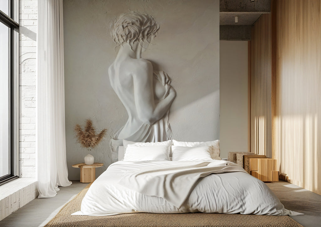 White Draped Fabric Wallpaper : Soft Silk Fold Mural - View 4