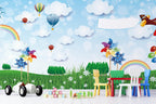 Pinwheel Rainbow Wallpaper : Balloons and Sky Kids Mural - View 2