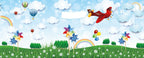Pinwheel Rainbow Wallpaper : Balloons and Sky Kids Mural - flat design