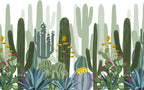 Cactus Wallpaper : Boho Desert Plant Kids Mural - flat design