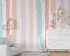 Pastel Stripe Wallpaper : Painted Kids Room Mural