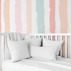 Pastel Stripe Wallpaper : Painted Kids Room Mural - View 2