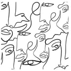 Black and White Line Portrait Wallpaper : Minimal Face Art Mural - flat design