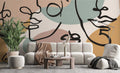 Colorful Line Portrait Wallpaper : Abstract Face Art Mural