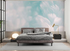 Pastel Feather Wallpaper : Soft Blue Abstract Mural