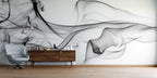 Black Smoke Wallpaper : Grey Abstract Wave Mural - View 2