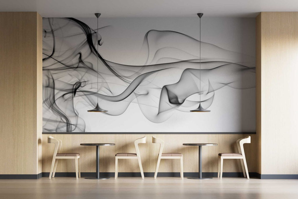 Black Smoke Wallpaper : Grey Abstract Wave Mural