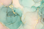 Mint Gold Marble Wallpaper : Blue and White Ink Mural - flat design