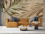 Palm Shadow Wallpaper : Beige Tropical Leaf Shadow Mural - View 2