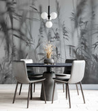 Monochrome Grass Wallpaper : Black and White Reed Mural