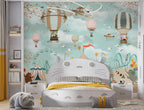 Circus Balloon Wallpaper : Carnival Tent and Swans Kids Mural