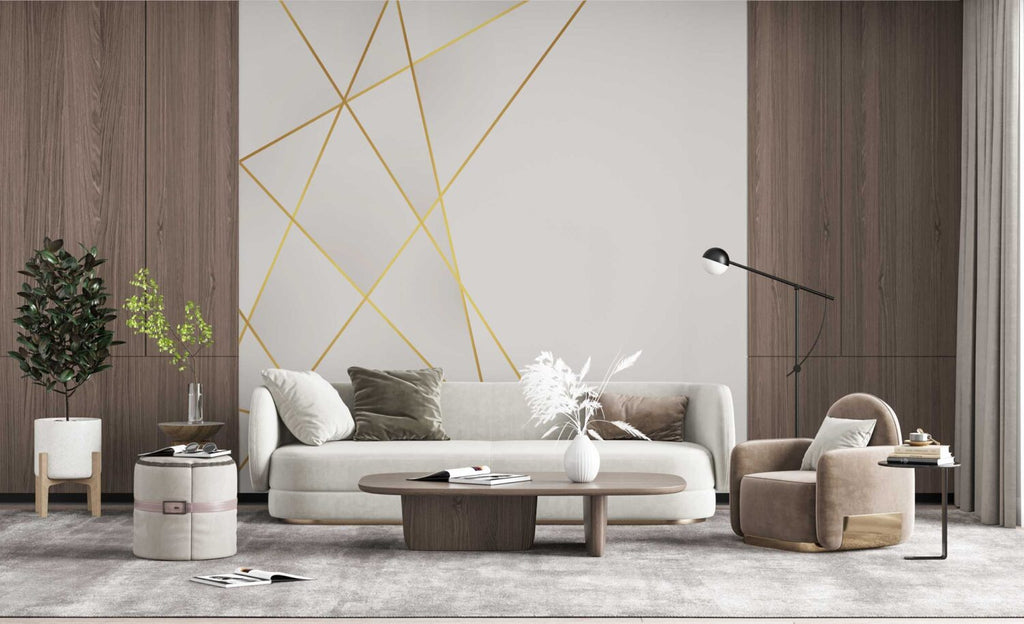 Gold Line Wallpaper : Minimal Thin Stripe Mural