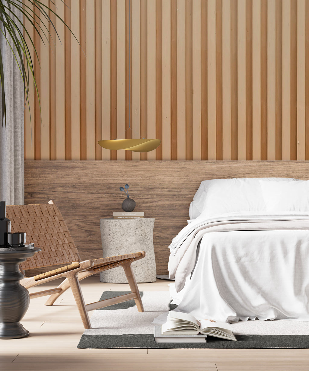 Wood Slat Wallpaper : Brown Vertical Panel Mural - View 4