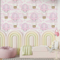 Pink Hot Air Balloons Wallpaper : Nursery Clouds Pattern Mural