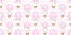 Pink Hot Air Balloons Wallpaper : Nursery Clouds Pattern Mural - flat design