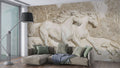 3D Horse Relief Wallpaper : White Sculpted Horse Mural