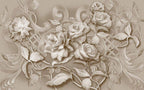 3D Beige Rose Wallpaper : Sculpted Flower Relief Mural - flat design