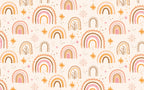 Boho Rainbow Wallpaper : Pink and Mustard Kids Pattern Mural - flat design