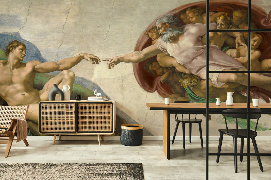 Creation of Adam Wallpaper : Renaissance Fresco Art Mural