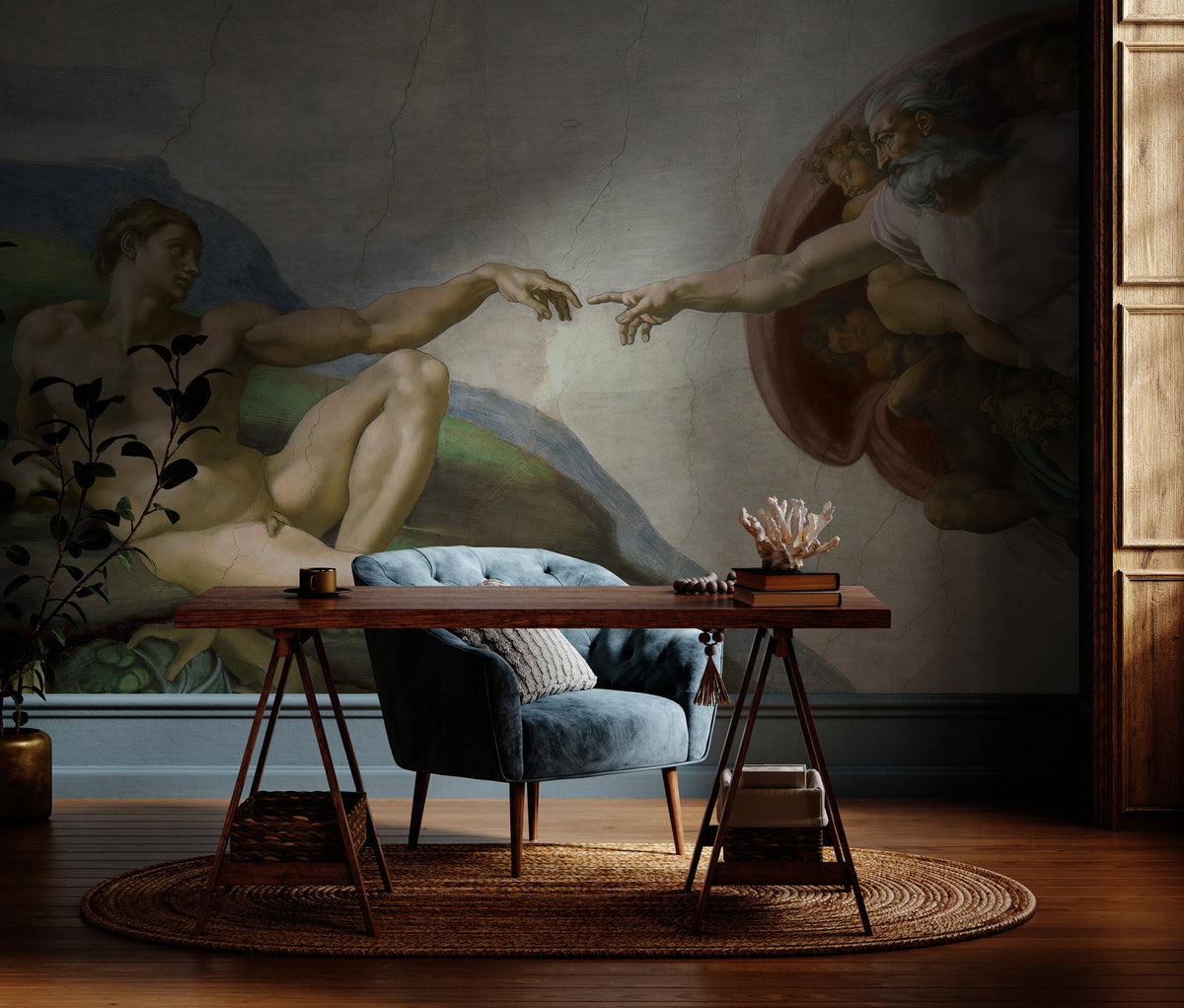 Creation of Adam Wallpaper : Renaissance Fresco Art Mural - View 2