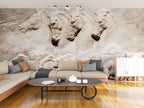 Stone Horses Wallpaper : 3D Relief Carving Mural - View 3
