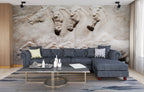 Stone Horses Wallpaper : 3D Relief Carving Mural