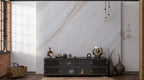 White Marble Tile Wallpaper : Soft Veined Stone Mural - View 3