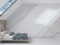 White Marble Tile Wallpaper : Soft Veined Stone Mural
