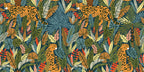 Kids Cheetah Jungle Wallpaper : Bold Tropical Leaf Pattern Mural - flat design