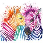 Rainbow Zebra Wallpaper : Colorful Watercolor Animal Art Mural - flat design
