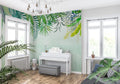 Watercolor Jungle Leaves Wallpaper : Green Tropical Border Mural