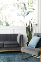 Watercolor Leaves Wallpaper : Gold Line Botanical Pattern - View 6