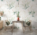 Watercolor Leaves Wallpaper : Gold Line Botanical Pattern - View 5