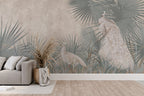 White Peacock Wallpaper : Soft Palm Garden Mural