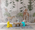 Wild Forest Animals Wallpaper : Sketched Woodland Deer Fox Mural