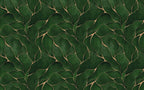 Green Leaf Gold Line Wallpaper : Abstract Botanical Pattern Mural - flat design