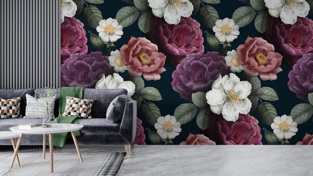 Dark Rose Wallpaper : Purple And Pink Bloom Pattern - View 2