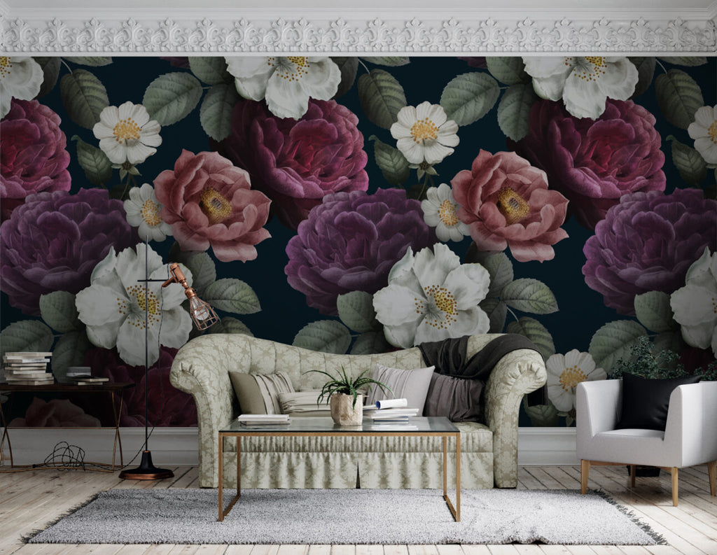 Dark Rose Wallpaper : Purple And Pink Bloom Pattern