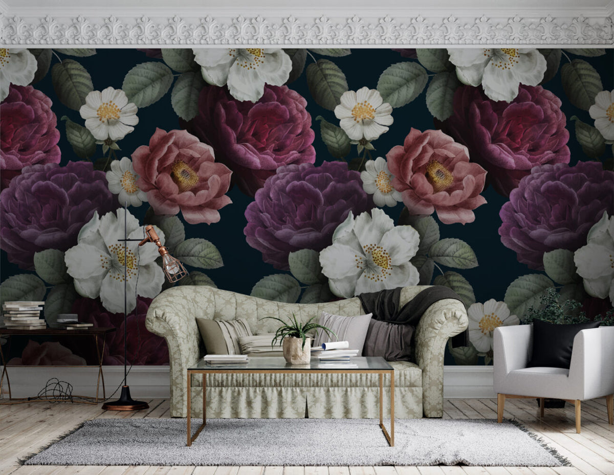 Dark Rose Wallpaper : Purple And Pink Bloom Pattern