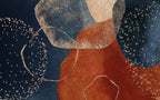 Navy and Rust Boho Wallpaper : Abstract Gold Fleck Mural - flat design